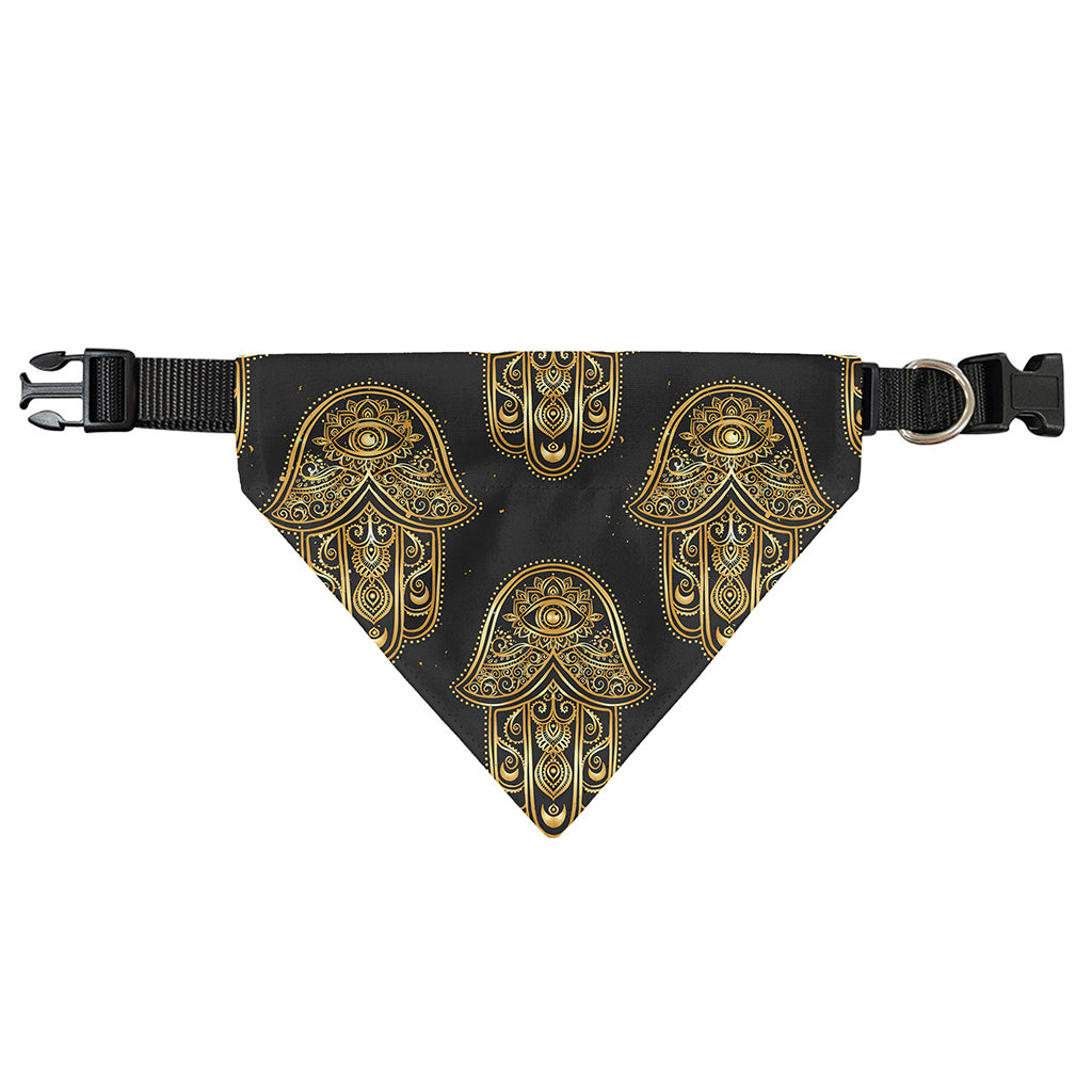Gold Hamsa Pattern Print Over The Collar Dog Bandana