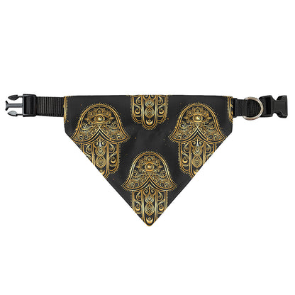Gold Hamsa Pattern Print Over The Collar Dog Bandana