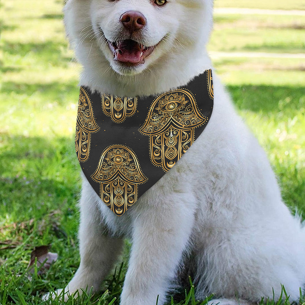 Gold Hamsa Pattern Print Over The Collar Dog Bandana