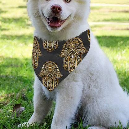 Gold Hamsa Pattern Print Over The Collar Dog Bandana