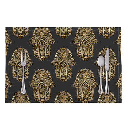 Gold Hamsa Pattern Print Placemat