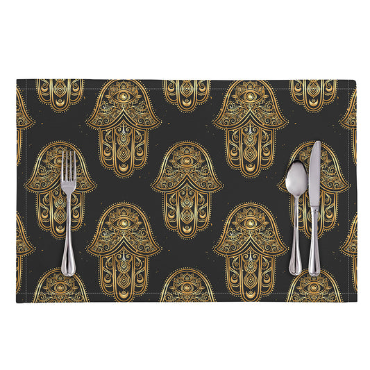 Gold Hamsa Pattern Print Placemat