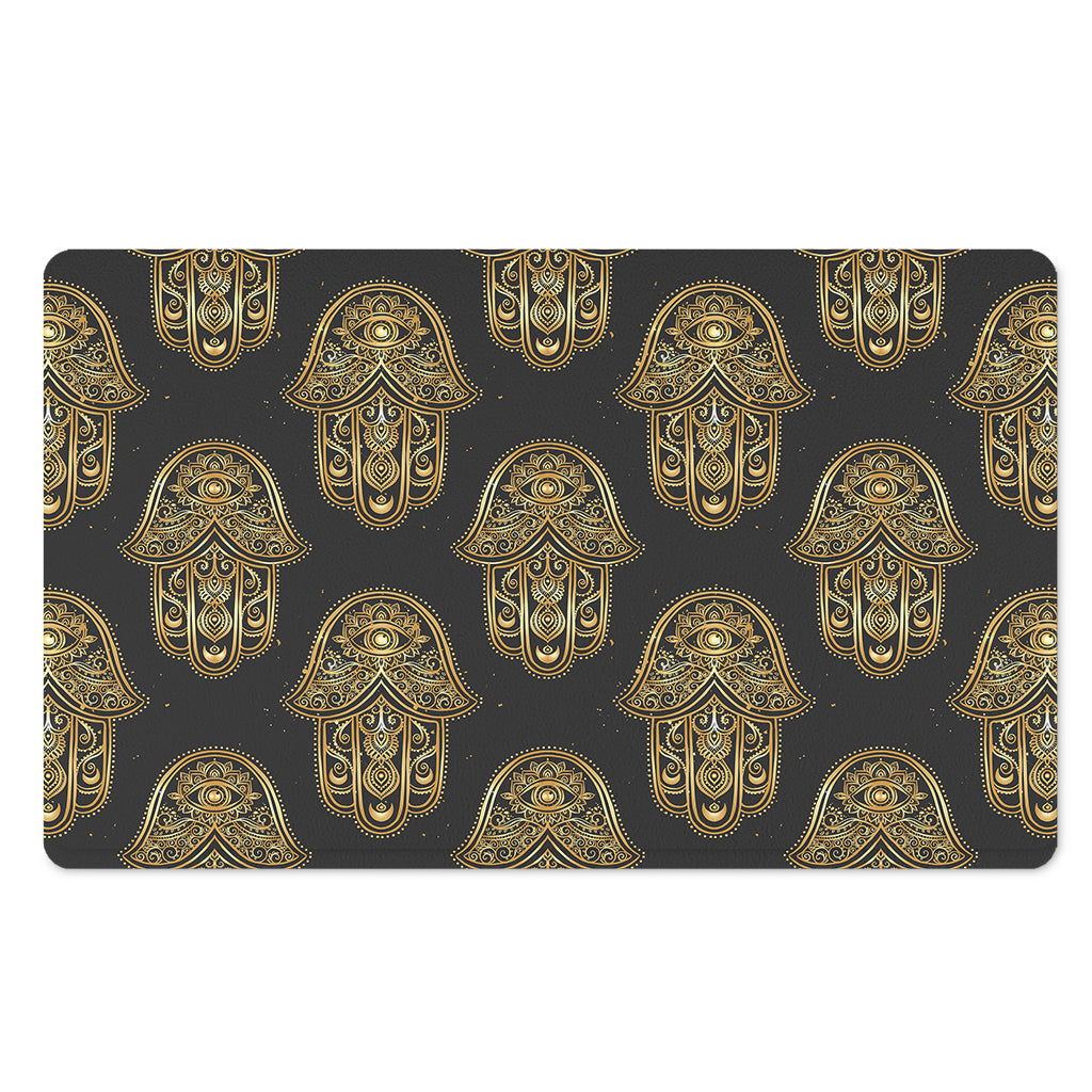 Gold Hamsa Pattern Print Polyester Doormat