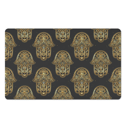 Gold Hamsa Pattern Print Polyester Doormat