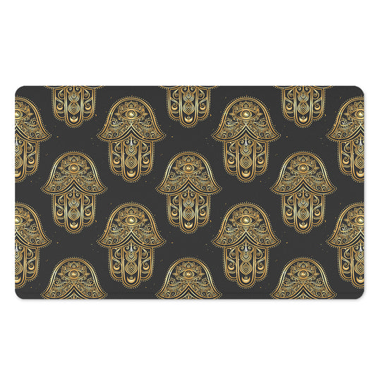 Gold Hamsa Pattern Print Polyester Doormat