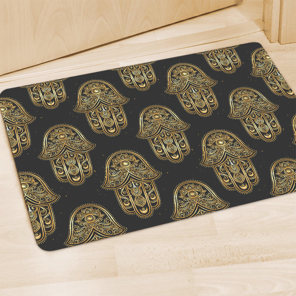 Gold Hamsa Pattern Print Polyester Doormat