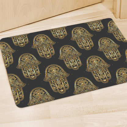 Gold Hamsa Pattern Print Polyester Doormat