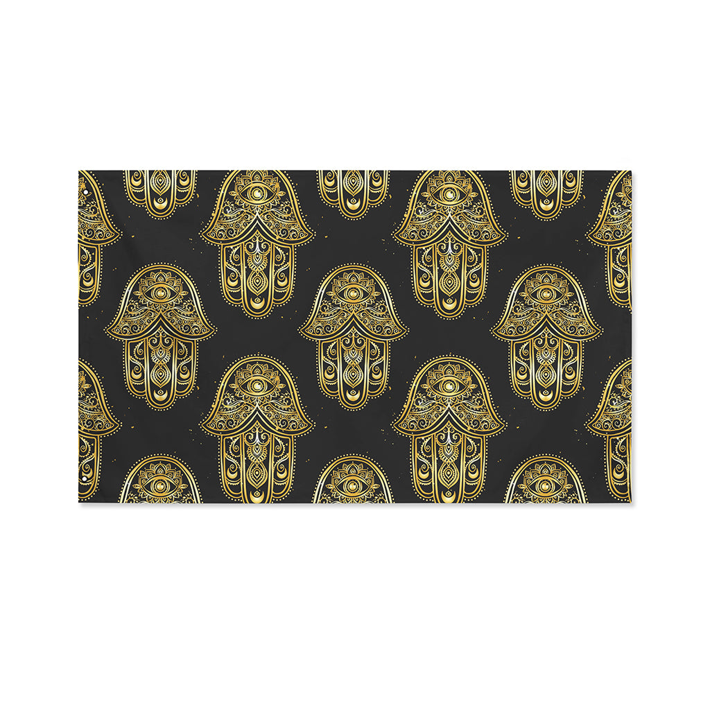 Gold Hamsa Pattern Print Polyester Flag