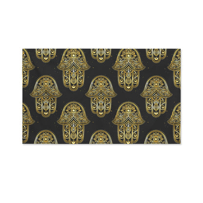 Gold Hamsa Pattern Print Polyester Flag