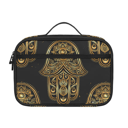 Gold Hamsa Pattern Print Portable Lunch Bag