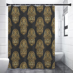 Gold Hamsa Pattern Print Premium Shower Curtain