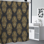 Gold Hamsa Pattern Print Premium Shower Curtain