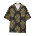 Gold Hamsa Pattern Print Rayon Hawaiian Shirt