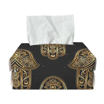 Gold Hamsa Pattern Print Rectangle Tissue Box Cover