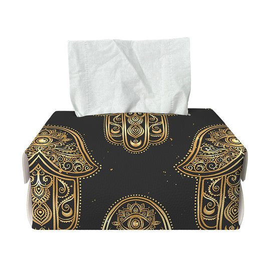 Gold Hamsa Pattern Print Rectangle Tissue Box Cover