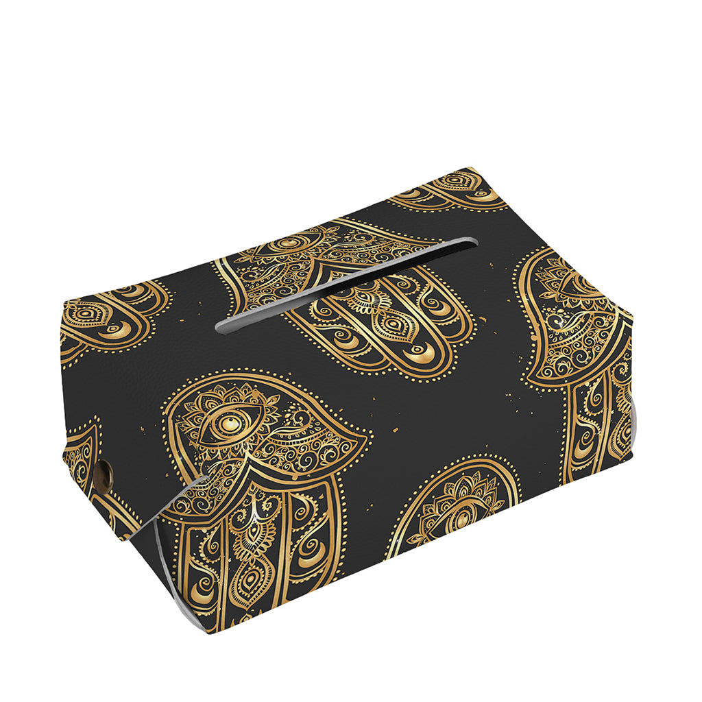 Gold Hamsa Pattern Print Rectangle Tissue Box Cover