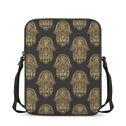 Gold Hamsa Pattern Print Rectangular Crossbody Bag