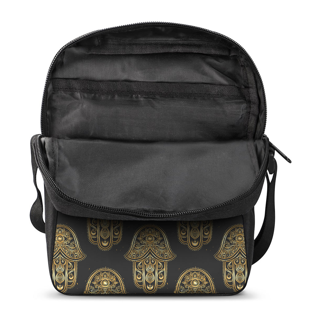 Gold Hamsa Pattern Print Rectangular Crossbody Bag