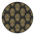 Gold Hamsa Pattern Print Round Floor Mat