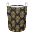Gold Hamsa Pattern Print Round Laundry Basket