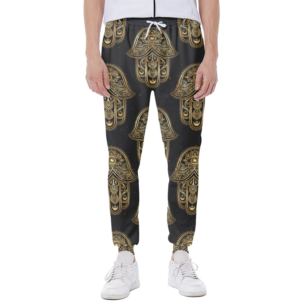 Gold Hamsa Pattern Print Scuba Joggers