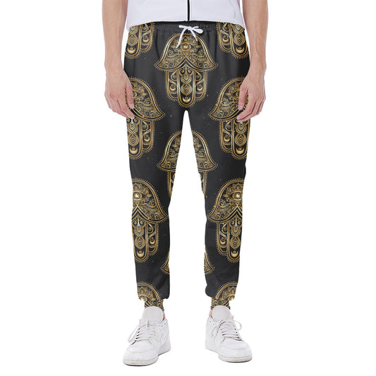 Gold Hamsa Pattern Print Scuba Joggers
