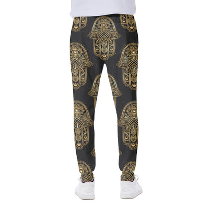 Gold Hamsa Pattern Print Scuba Joggers