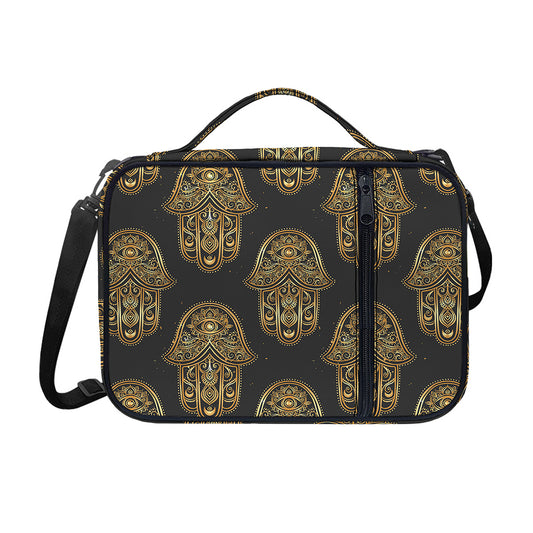 Gold Hamsa Pattern Print Shoulder Strap Bible Bag