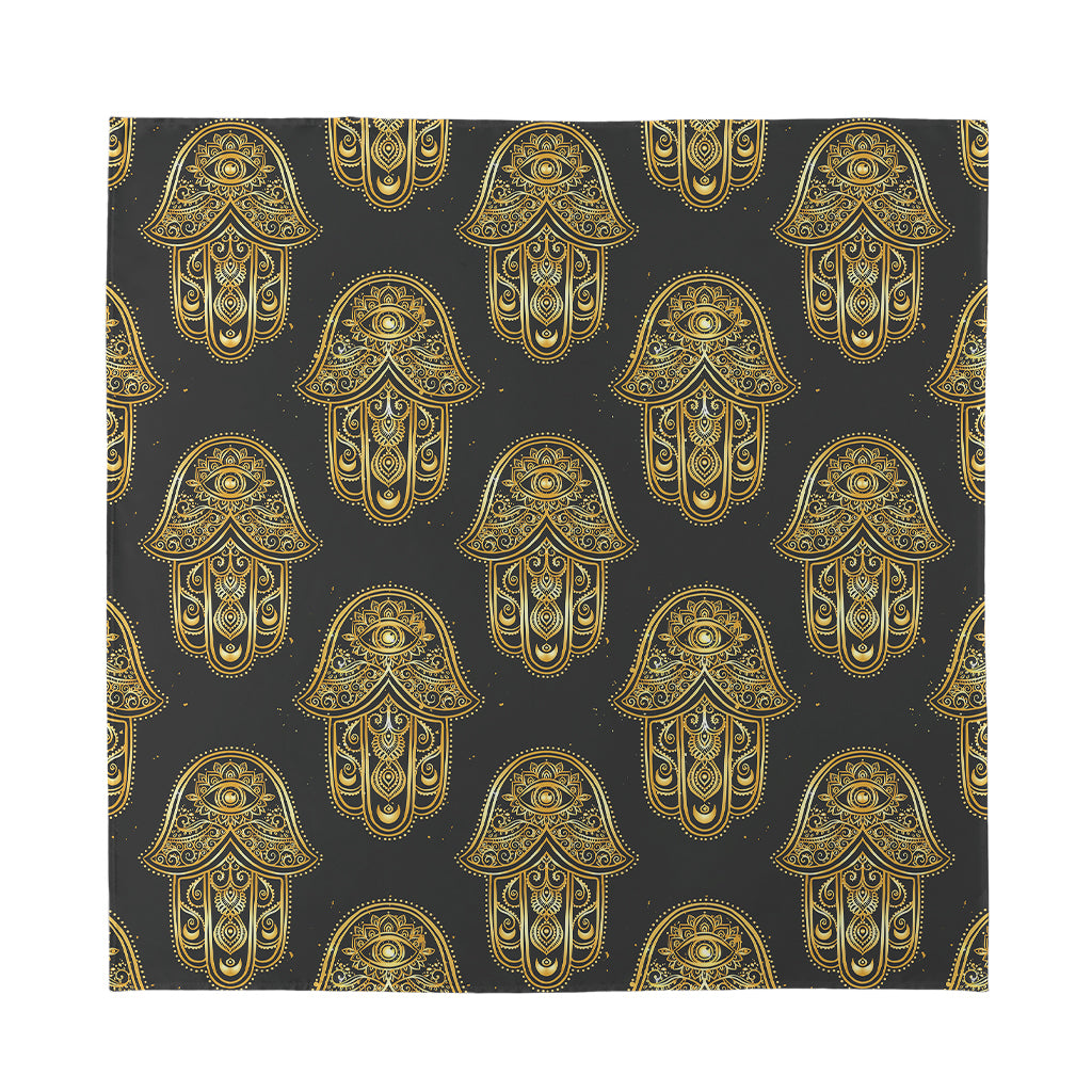 Gold Hamsa Pattern Print Silk Bandana