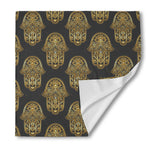 Gold Hamsa Pattern Print Silk Bandana