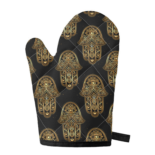 Gold Hamsa Pattern Print Single Oven Mitt