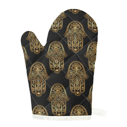 Gold Hamsa Pattern Print Single Oven Mitt
