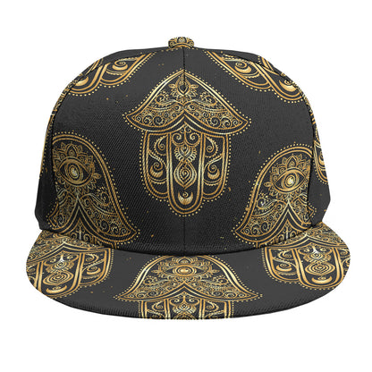 Gold Hamsa Pattern Print Snapback Cap