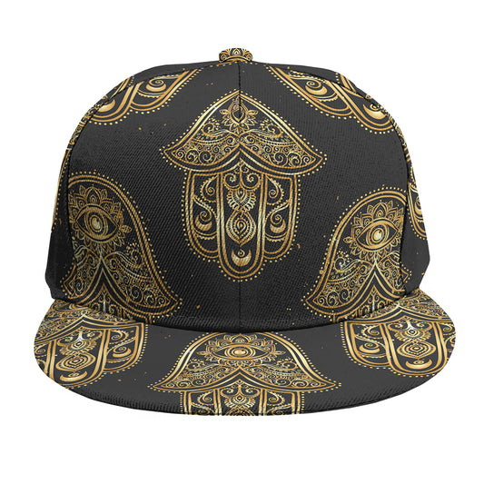 Gold Hamsa Pattern Print Snapback Cap