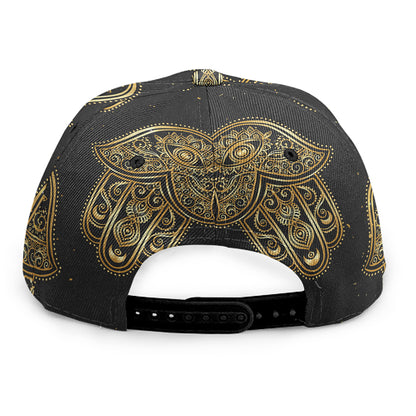 Gold Hamsa Pattern Print Snapback Cap