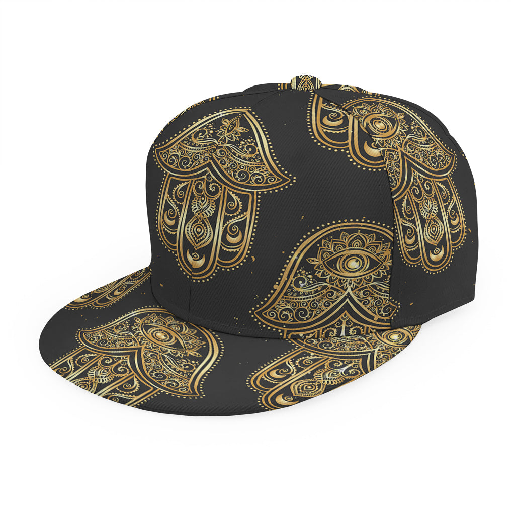 Gold Hamsa Pattern Print Snapback Cap