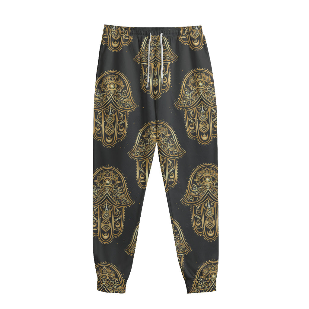 Gold Hamsa Pattern Print Sweatpants