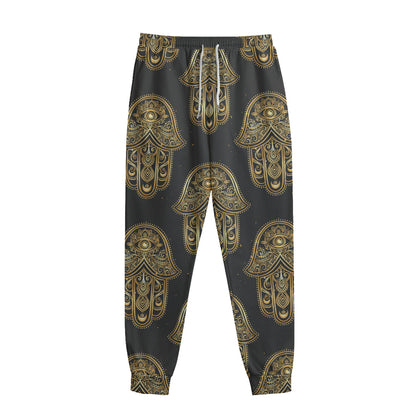 Gold Hamsa Pattern Print Sweatpants