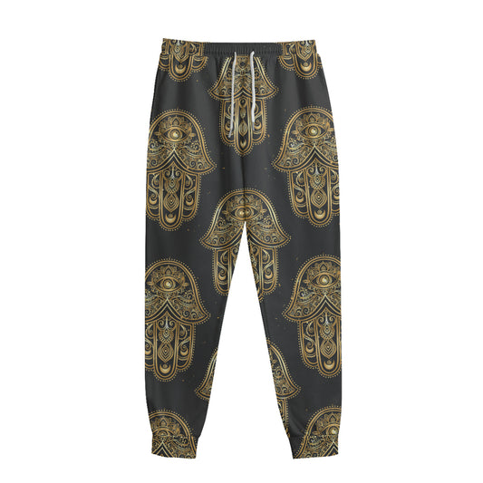 Gold Hamsa Pattern Print Sweatpants