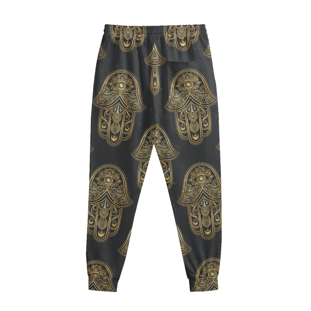 Gold Hamsa Pattern Print Sweatpants