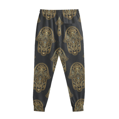 Gold Hamsa Pattern Print Sweatpants