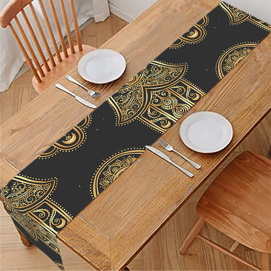 Gold Hamsa Pattern Print Table Runner
