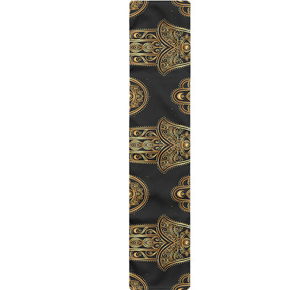 Gold Hamsa Pattern Print Table Runner