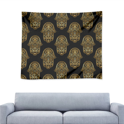 Gold Hamsa Pattern Print Tapestry