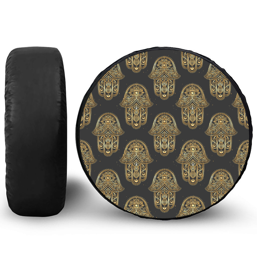 Gold Hamsa Pattern Print Tire Cover