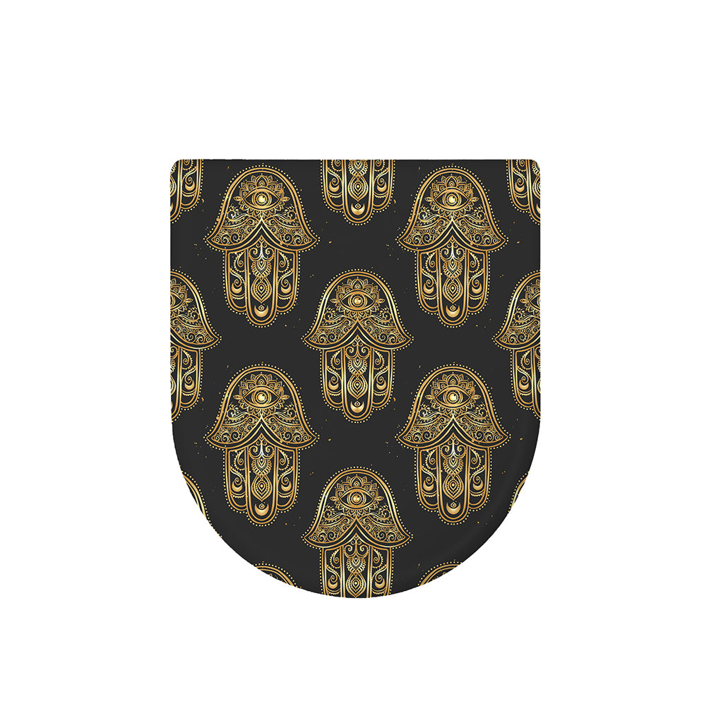 Gold Hamsa Pattern Print Toilet Lid Cover