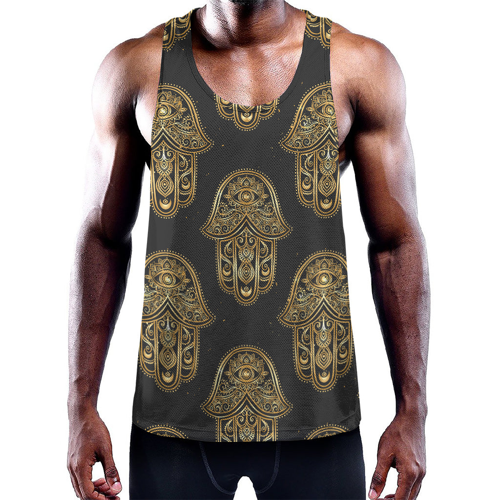 Gold Hamsa Pattern Print Training Tank Top