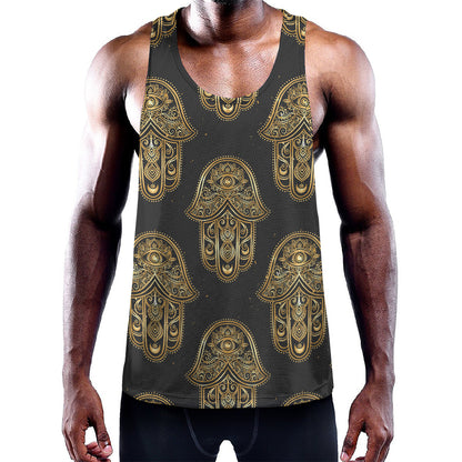 Gold Hamsa Pattern Print Training Tank Top