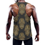 Gold Hamsa Pattern Print Training Tank Top