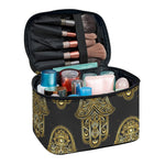 Gold Hamsa Pattern Print Travel Makeup Bag